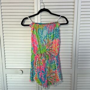 NWT Lily Pulitzer Daisy romper sea spray blu lovers coral S